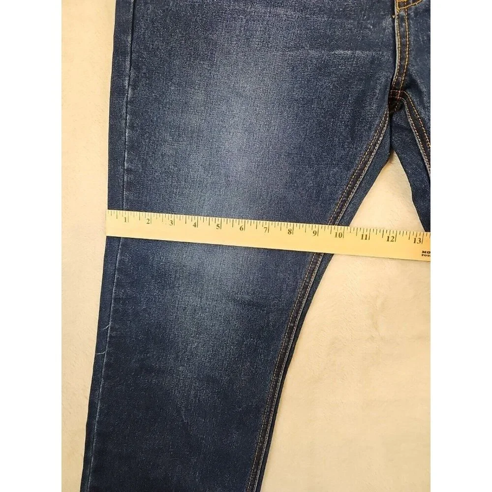 KDNK Mens 34‎ x 30 Denim Jeans Straight Leg Medium Wash Solid Blue